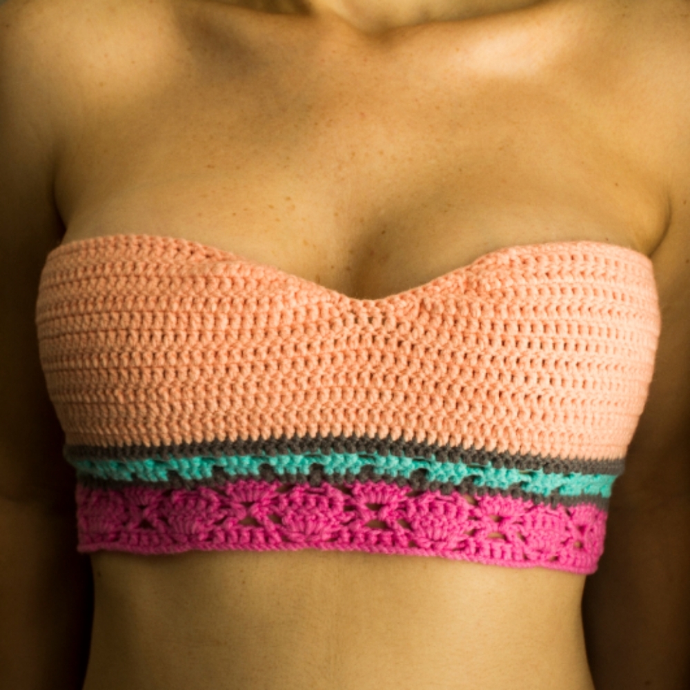 New Handmade Peach crochet bikini crop top